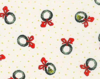 Christmas fabric, Grinch Fabric, Dr. Seuss Holiday, Robert Kaufman, How The Grinch Stole Christmas, Wreaths Holiday, ADED21779223,