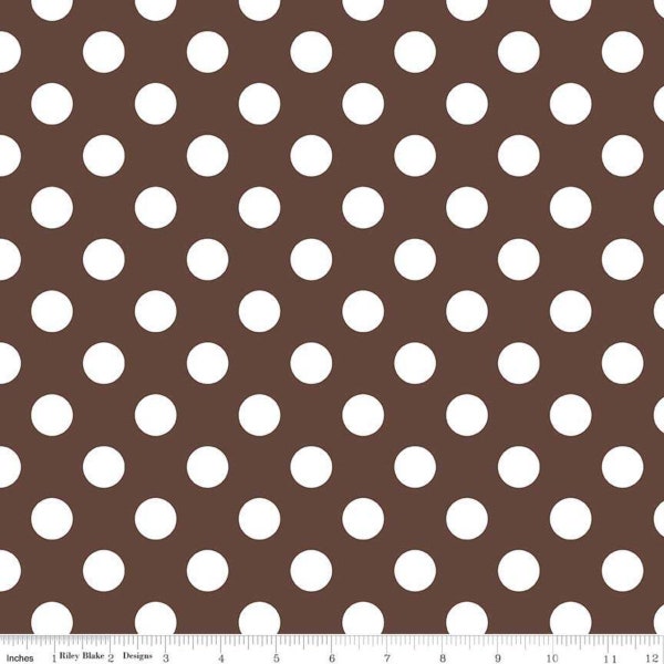 Brown white polka dots, Riley Blake, Polka dots , Fat Quarter, 1/2 yard or by the yard  Riley Blake Designer  fabric, polka dots,