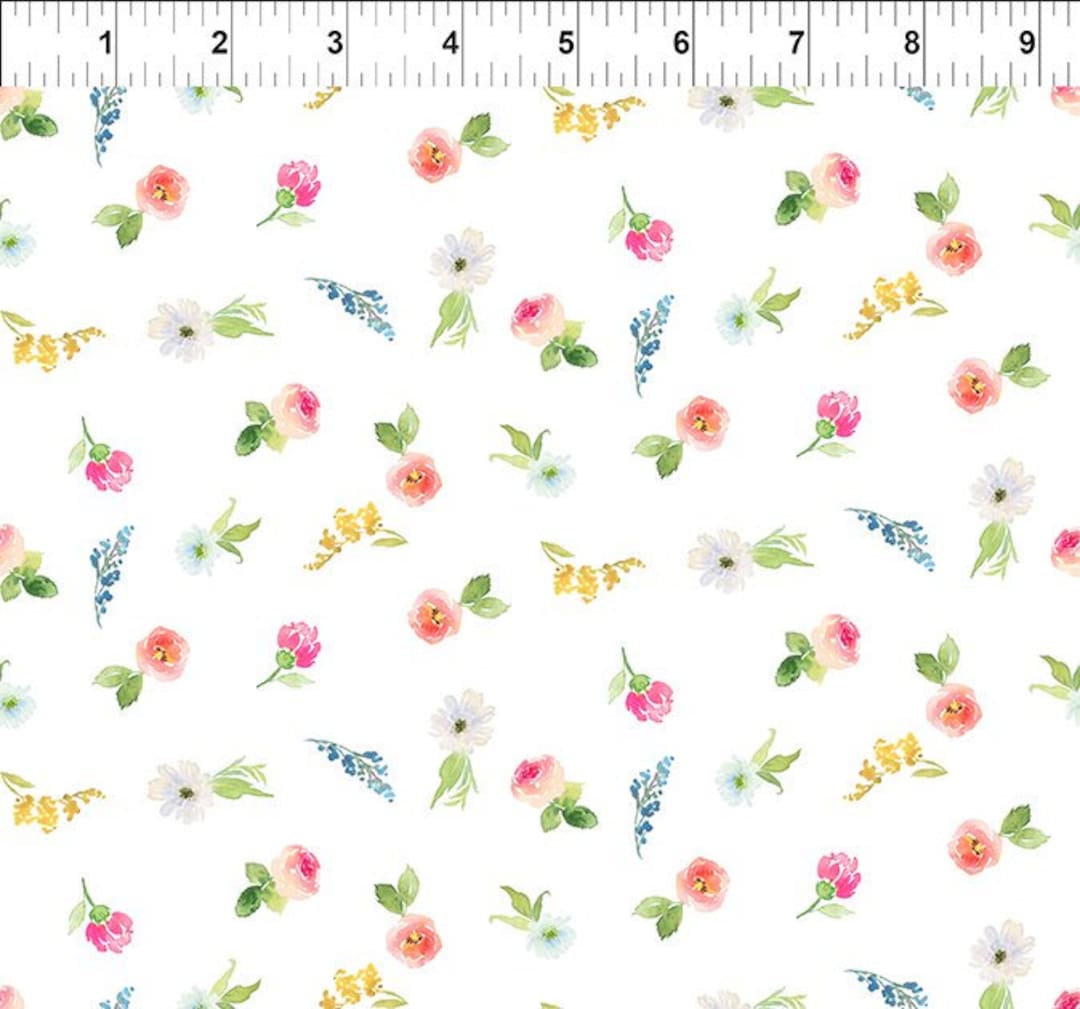 Victoria Floral Fabric, Small Tossed Flowers, in the Beginning Fabric ...