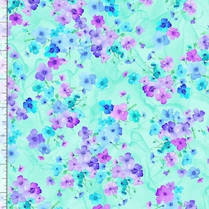 Petites fleurs aquatiques, trésors intemporels, tissu 100 % coton, CD3584 Flora, collection Bellagio, emballage multi-fleurs, fleurs,