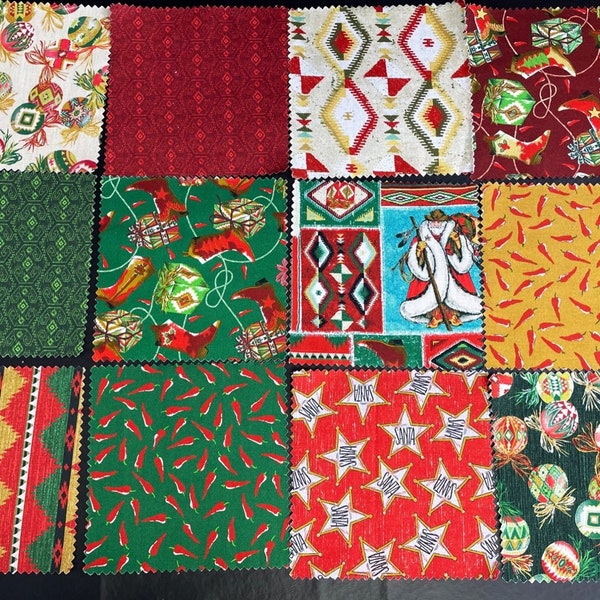 Christmas fabric, Charm packs Christmas, Santa Fe Christmas,  5" Stackers ,  cotton fabric, Baxter Mill fabric, 42 pieces,