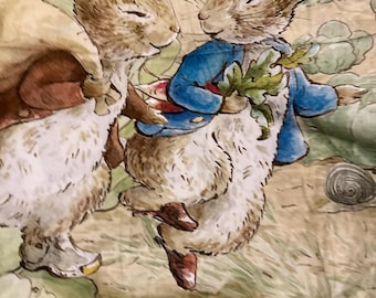 Peter Rabbit, Riley Blake, Easter panel, 35x43 panel, Beatrix Potter, 100% cotton, Peter Rabbit and Benjamin, Bunny PANEL, PD 17255 PANEL