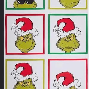 Grinch Panel, Grinch, Robert Kaufman, Grinch Panel Holiday, Dr. Seuss, Christmas panel, 24 inch panel, ADE20993223,