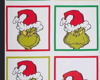 Grinch Panel, Grinch, Robert Kaufman, Grinch Panel Holiday, Dr. Seuss, Christmas panel, 24 inch panel, ADE20993223,