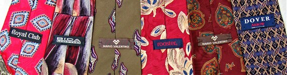 6 Vintage Silk Neckties Group - Valentino, Bica, … - image 2