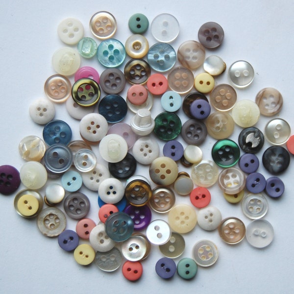 Oh Baby, Baby - Doll Buttons - Baby Clothes, Doll Clothes, Button Collection, 100 Total, Matte, Pearl, Teeny, Tiny, Mixed Colors