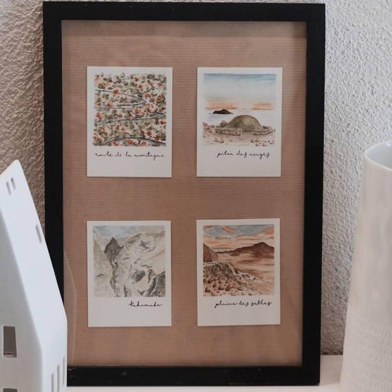 Personalized Watercolor Polaroid 7x9cm Drawing, Life Stories