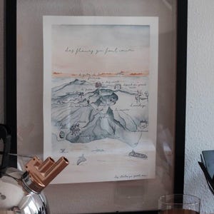 Cartographie personnalisée A4 | Histoires de vie, carte de nous, cadeau, dessin aquarelle, cadeau d'anniversaire personnalisé et attentionné
