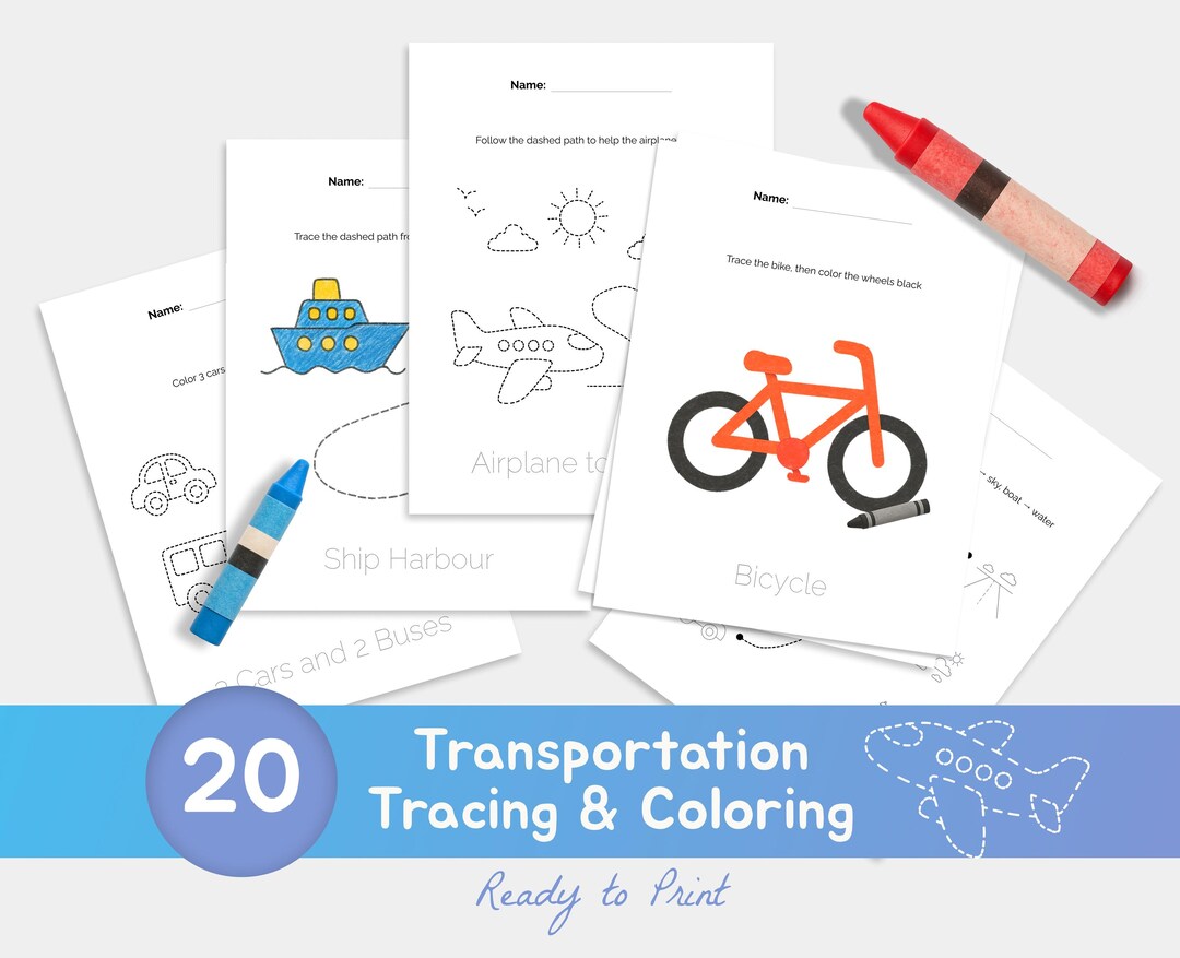 Transportation Coloring & Activity Book: Preschool Vehicle Tracing ...