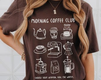 Morgens Coffee Club T-Shirt, Barista Geschenk, Kaffee Liebhaber T-Shirt
