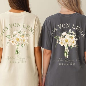 Custom Bride Crew Shirts – Floral JGA T-Shirts for Hen Party, Bachelorette Weekend, Bridal Shower Shirts, Bride Bouquet, Floral Bride Tee