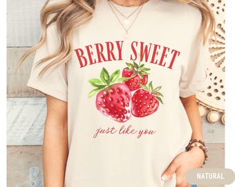 Erdbeer T-Shirt Frische Frucht Grafik T-Shirt Süß Obst Frühling Sommer Outfit Erdbeer Saison Tshirt Erdbeer-Liebhaber-Geschenk Lustiges Witz-Shirt