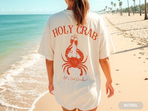 Holy Crab Beach Shirt, Funny Crab T-Shirt, Funny Summer Tee, Beach Party Shirt, Summer Vacation Vibes, Trendy Beach Outfit, Cruise Party Tee