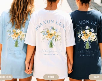 Aangepaste JGA-shirts, T-shirt vrijgezellenfeest, T-shirt boeket bruid, T-shirt bruid bemanning, T-shirt vrijgezellenfeest, team bruid, shirt vrijgezellenfeest