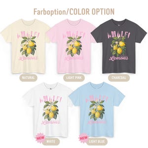 Maglietta con limone della Costiera Amalfitana - Outfit per le vacanze estive, T-shirt da viaggio in Italia, regalo di frutta alla moda per lei, T-shirt da viaggio in Italia, T-shirt regalo per gli amanti dei limoni immagine 8