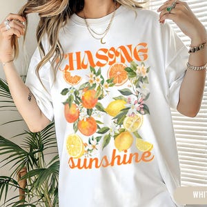 Orange Lemon Tee Summer Fruit T-shirt Trendy Shirt Positive Vibe Gift Summer Vacation Outfit Citrus Lover Tee Lemon Tshirt Orange Shirt