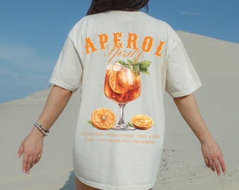 Aperol Spritz Cocktailrezept Unisex T-Shirt Frühling Sommer Party Liebhaber Geschenk Shirt Aperol Spritz Grafik-T-Shirt Cocktailrezept Tee Coctail-Liebhaber