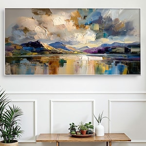 Abstract Landscape Oil Painting, Colorful Nature Scene, Large Canvas Art