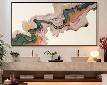 Original Vibrant Fluid Art Oil Painting, Abstract Colorful Acrylic Pour Painting on Canvas, Modern  Art,Large Wall Decor, Living Room Decor