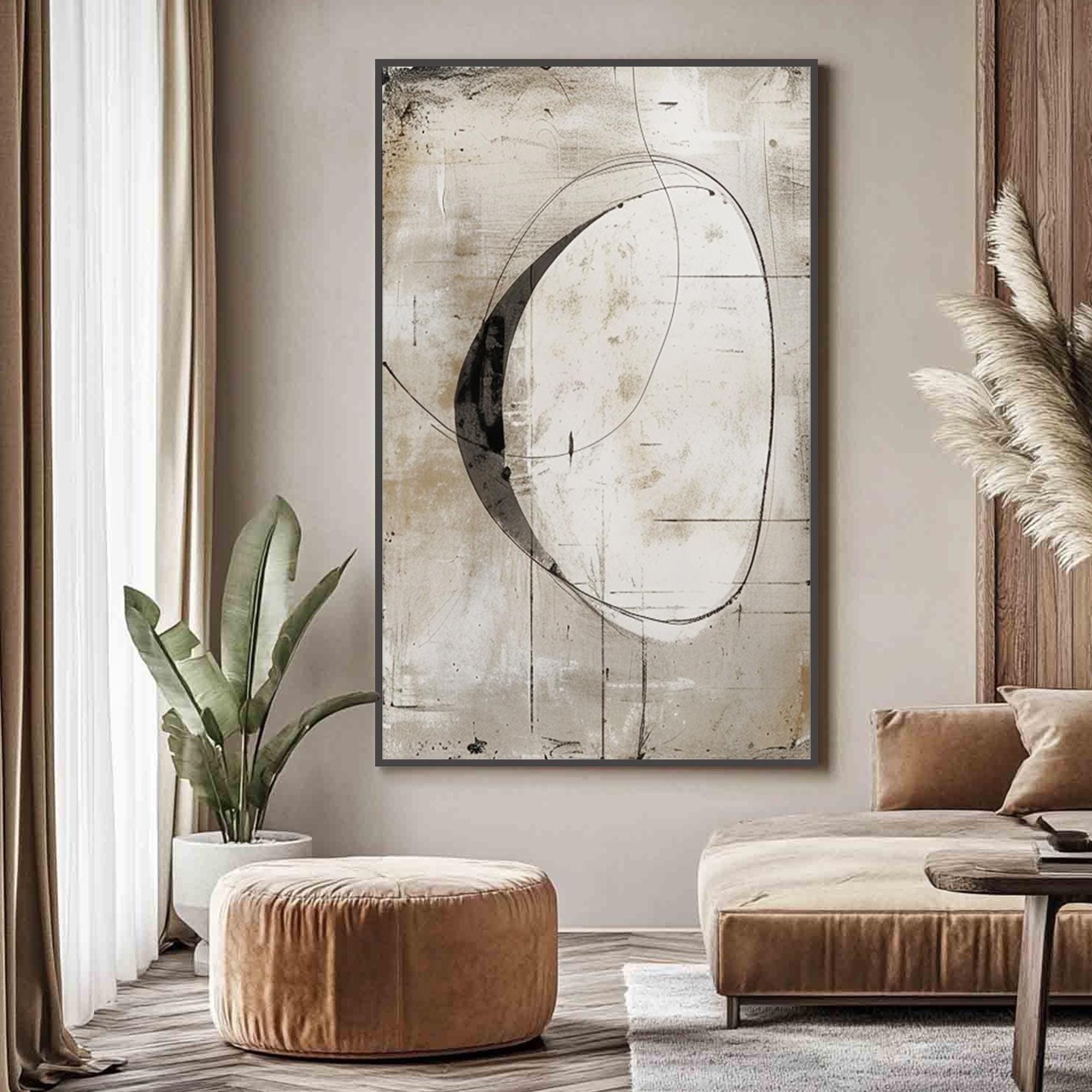 Large Wabi Sabi Wall Art, Neutral Abstract Oil Painting on Canvas ...