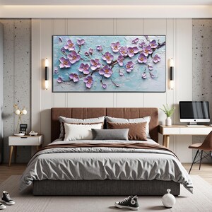 Original Lavender Bloom Oil Painting, Impasto Cherry Blossom Art, Textured Purple Floral Painting, 3D Flower Artwork, Spring Home Decor