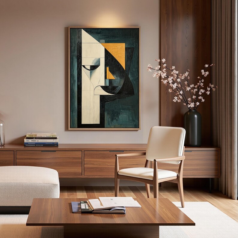 Geometric Abstract Face Original Oil Painting on Canvas,minimalist Art ...