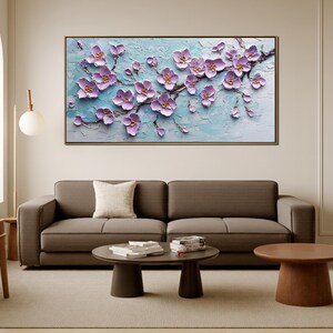 Original Lavender Bloom Oil Painting, Impasto Cherry Blossom Art, Textured Purple Floral Painting, 3D Flower Artwork, Spring Home Decor