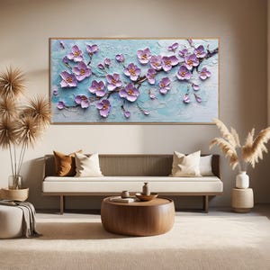 Original Lavender Bloom Oil Painting, Impasto Cherry Blossom Art, Textured Purple Floral Painting, 3D Flower Artwork, Spring Home Decor