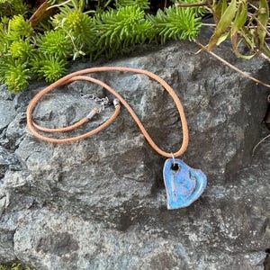 Handmade Heart Necklace, Aromatherapy, Essential Oil Diffuser Necklace, Stoneware Clay, Hippie Jewelry,
