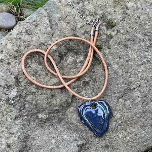 Handmade Heart Necklace, Aromatherapy, Essential Oil Diffuser Necklace, Stoneware Clay, Hippie Jewelry,