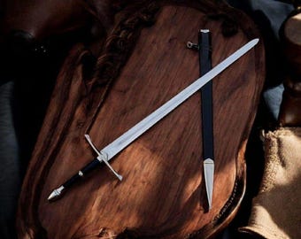 Ranger Sword Replica | Handmade Medieval Display Blade | Leather Scabbard Prop | Collectible Gift for Him