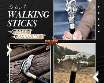 Handmade Brass Handle Walking Stick – Vintage Animal Design Cane