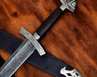Damascus Steel Northman Sword, Handmade Viking Replica, Cosplay Long Sword