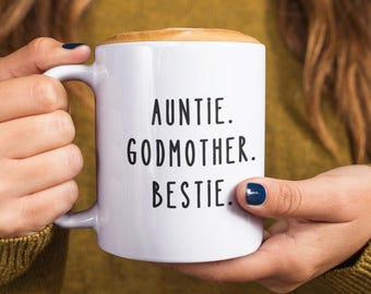 Personalized Auntie Godmother Bestie Mug, Gift to Godmother from Godchild, God mother Mother&#39;s Day Birthday Gift, Godmother Announcement