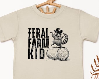 Feral Farm Kid Toddler T-shirt, Raccoon Design, Bella Canvas