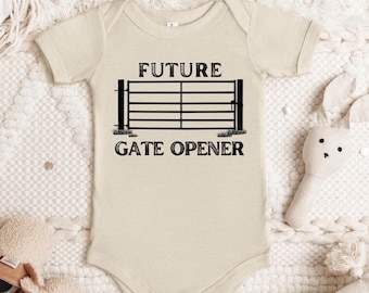 Future Gate Opener Onesie, Ranch Baby Announcement, Bella Canvas Cotton