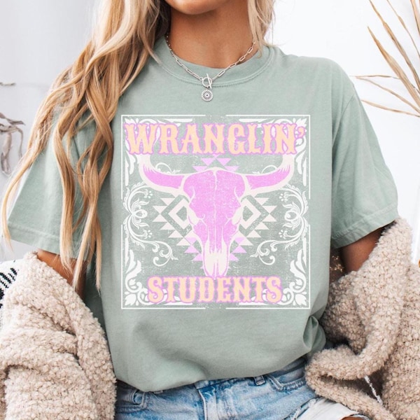 T-shirt couleurs confort étudiants Wranglin, t-shirt vintage Longhorn pour professeur