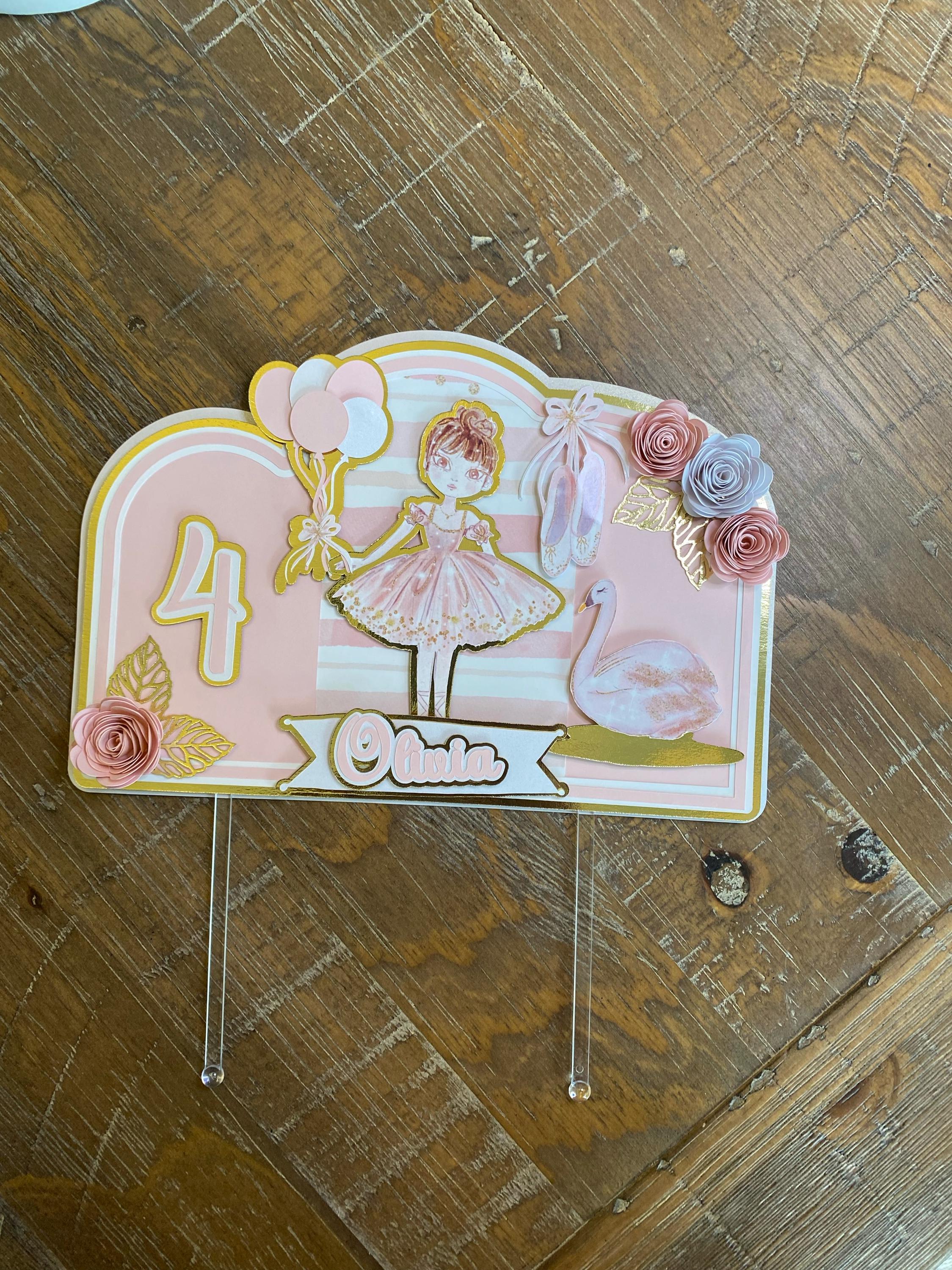 Elegant Ballerina Cake Topper, Pink Ballerina Cake Topper, Delicate ...