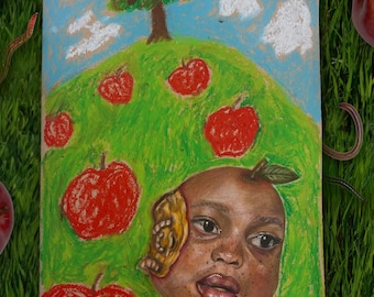 ACEO Original Colored Pencil Art Print - One Bad Apple (2.5 in. x 3.5 in.)