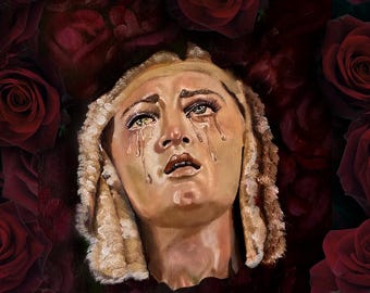 ACEO Original Painting Art Print - Mary's Roses (2.5 in. x 3.5 in.)