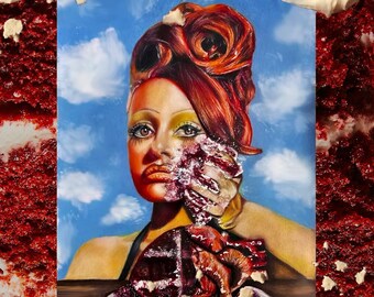 ACEO Original Colored Pencil Art Print - Let Them Eat Cake (2.5 in. x 3.5 in.)