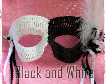 Black and White Masquerade Ball Mask Crochet Pattern PDF - INSTANT DOWNLOAD