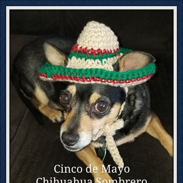Chihuahua Cinco de Mayo  Sombrero Crochet Pattern - PDF