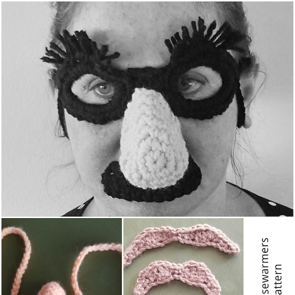 Mustached Nose warmer Crochet Patterns - PDF