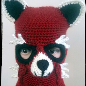 Red Panda Ski Mask Crochet Pattern - PDF