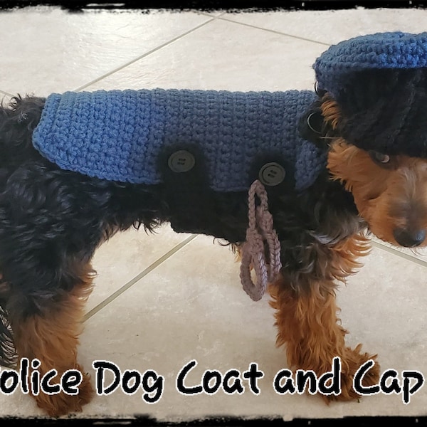 Police Dog Jacket and Hat Crochet Pattern - PDF