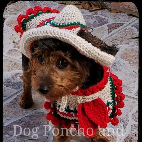 Dog Poncho and Sombrero for Cinco de Mayo Crochet Pattern - PDF