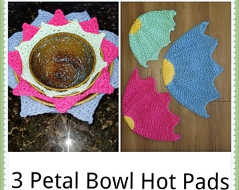 3 Petal Bowl Hot Pads -  PDF