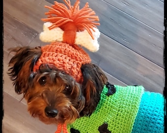 Stone Age Dog Costume Crochet Pattern - PDF