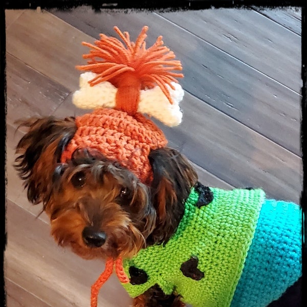Stone Age Dog Costume Crochet Pattern - PDF